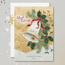 Tarjeta Festiva Navidades de Bell Glad Tidings Retro Ilustrados