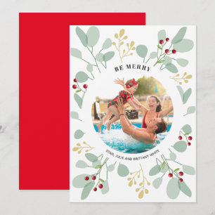 Tarjeta Festiva Navidades de Berries y Eucalyptus Foto