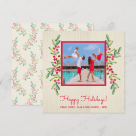 Tarjeta Festiva Navidades de Berries y Greenery Foto