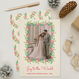 Tarjeta Festiva Navidades de Berries y Greenery Foto