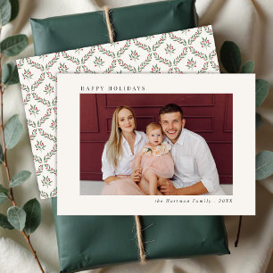 Tarjeta Festiva Navidades de Berry Back minimalistas del Front Ele