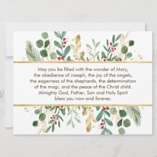 Tarjeta Festiva Navidades de Berry Rojas Foliage Green y Gold