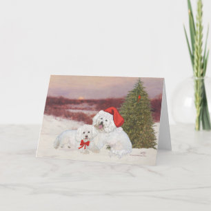 Tarjeta Festiva Navidades de Bichon Frise