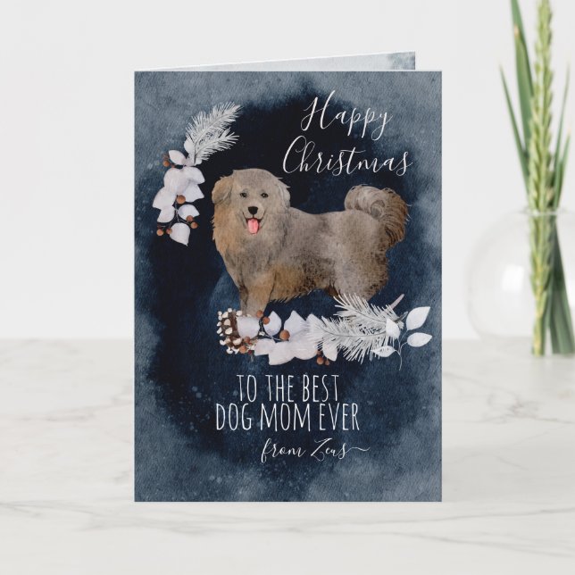 Tarjeta Festiva Navidades de Big Fluffy Dog Bakharwal personalizad (Anverso)