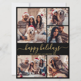 Tarjeta Festiva Navidades de Black Gold 5 Photo Happy Holidays