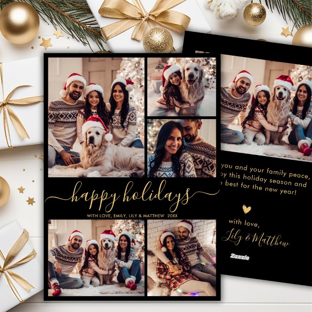 Tarjeta Festiva Navidades de Black Gold 5 Photo Happy Holidays (Subido por el creador)