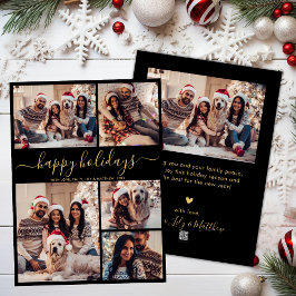Tarjeta Festiva Navidades de Black Gold 5 Photo Happy Holidays