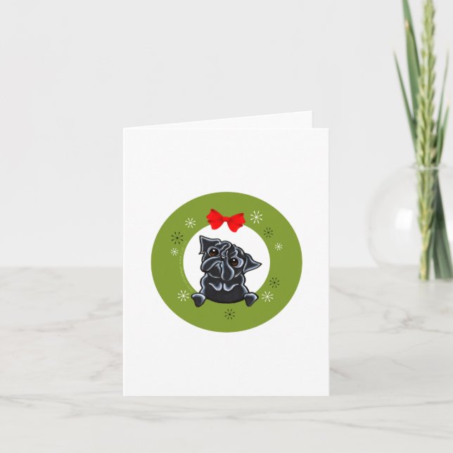 Tarjeta Festiva Navidades de Black Pug (Anverso)