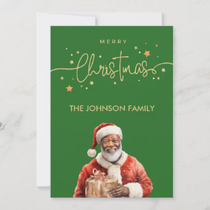 Tarjeta Festiva Navidades de Black Santa Claus de Estados Unidos