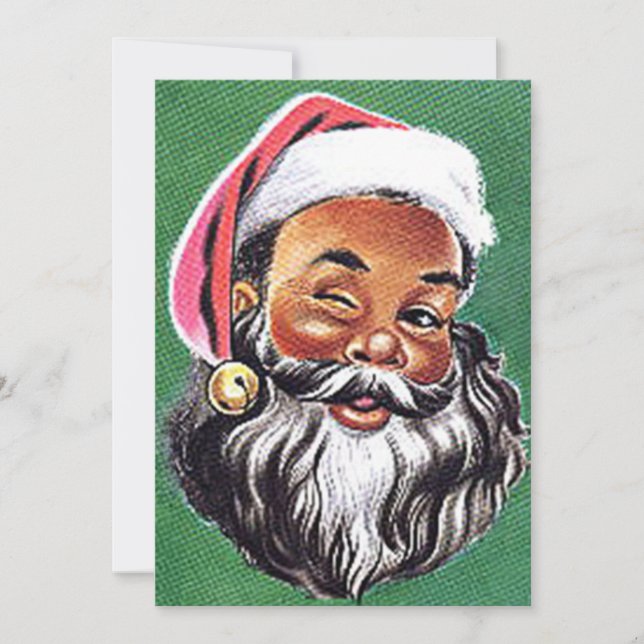 Tarjeta Festiva Navidades de Black Santa Claus de Estados Unidos (Anverso)