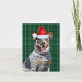 Tarjeta Festiva Navidades de Blue Heeler Perro Navidades Green Pla