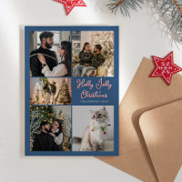 Navidades de Blue Holly Jolly Cinco Collages de fo