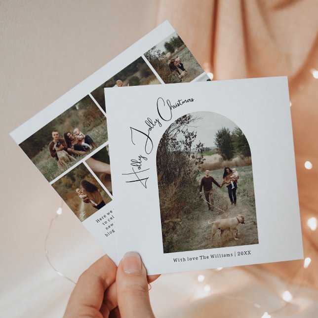 Tarjeta Festiva Navidades de Boho Arch Holly Jolly 7 fotos (Subido por el creador)