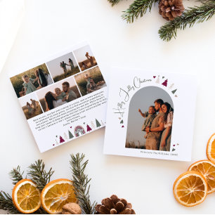Tarjeta Festiva Navidades de Boho Hearts Arch Holly Jolly Siete Fo