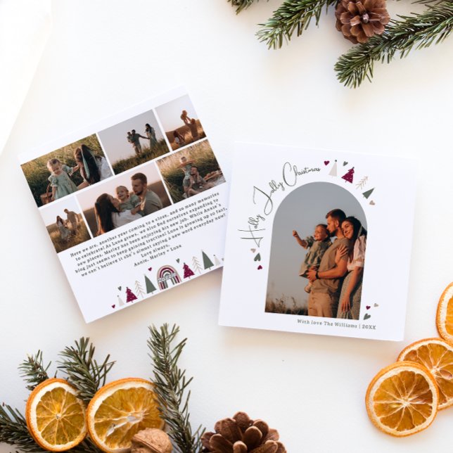Tarjeta Festiva Navidades de Boho Hearts Arch Holly Jolly Siete Fo (Subido por el creador)