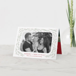 Tarjeta Festiva Navidades de borde de pino acuarela foto boletín