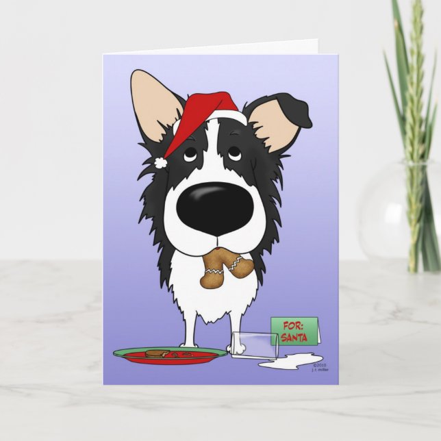 Tarjeta Festiva Navidades de Border Collie (Anverso)
