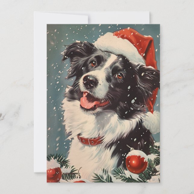 Tarjeta Festiva Navidades de Border Collie (Anverso)
