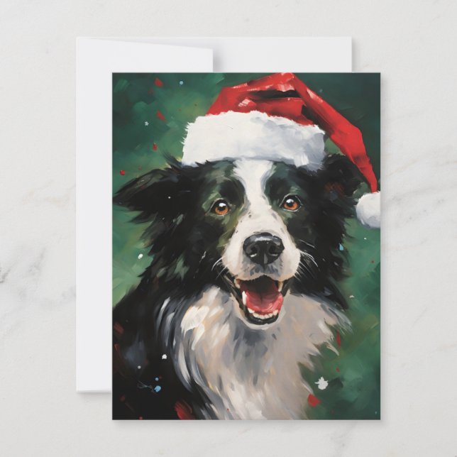 Tarjeta Festiva Navidades de Border Collie pinchar arte (Anverso)