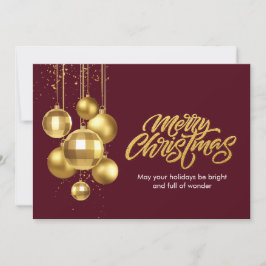 Tarjeta Festiva Navidades de Borgoña y Oro Contemporáneo