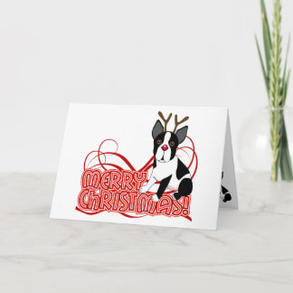 Tarjeta Festiva Navidades de Boston Terrier