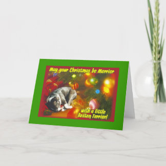 Tarjeta Festiva Navidades de Boston Terrier