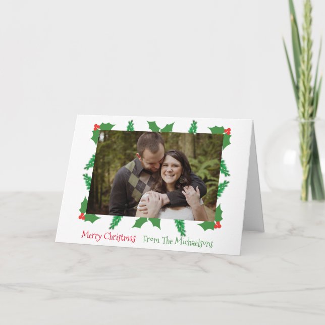 Tarjeta Festiva Navidades de Boughs y Holly (Anverso)
