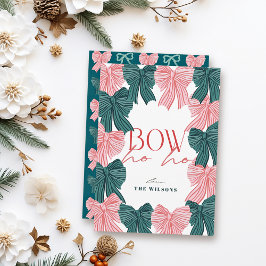 Tarjeta Festiva Navidades de Bow Ho Red & Green Bows