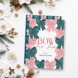 Tarjeta Festiva Navidades de Bow Ho Red & Green Bows