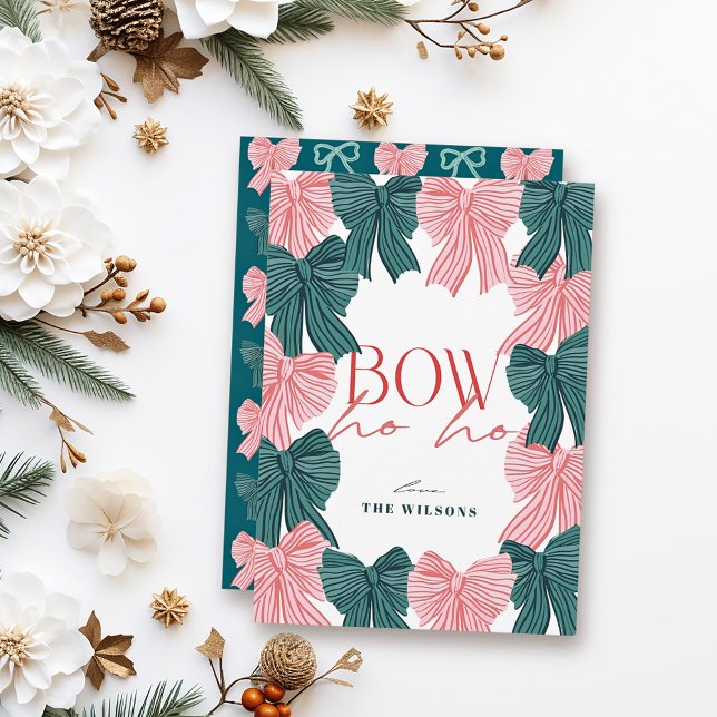 Tarjeta Festiva Navidades de Bow Ho Red & Green Bows (Subido por el creador)
