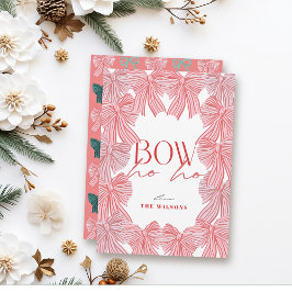 Tarjeta Festiva Navidades de Bow Ho Red & Pink Bows
