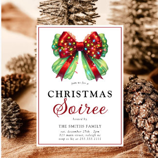 Tarjeta Festiva Navidades de Bow modernos iluminan Sorie