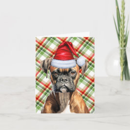 Tarjeta Festiva Navidades de boxeo perro y Navidades de la placa r