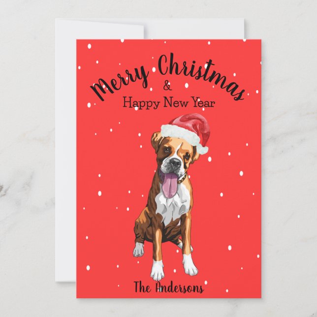 Tarjeta Festiva Navidades de Boxer Dog (Anverso)