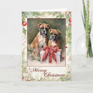 Tarjeta Festiva Navidades de Boxer Dog