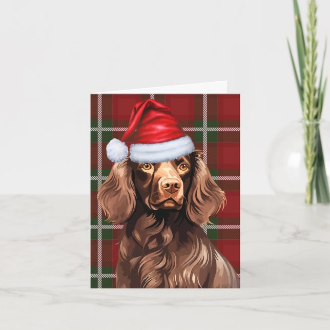 Tarjeta Festiva Navidades de Boykin Spaniel Perro Navidades de Pap (Anverso)