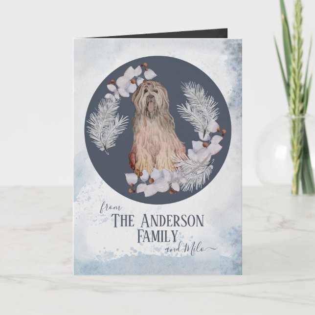 Tarjeta Festiva Navidades de Briard personalizados (Anverso)