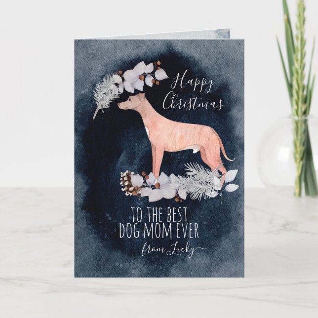 Tarjeta Festiva Navidades de Brindle Greyhound Lurcher personaliza (Anverso)