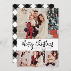 Tarjeta Festiva Navidades de búfalo de Collage de fotos simple 4