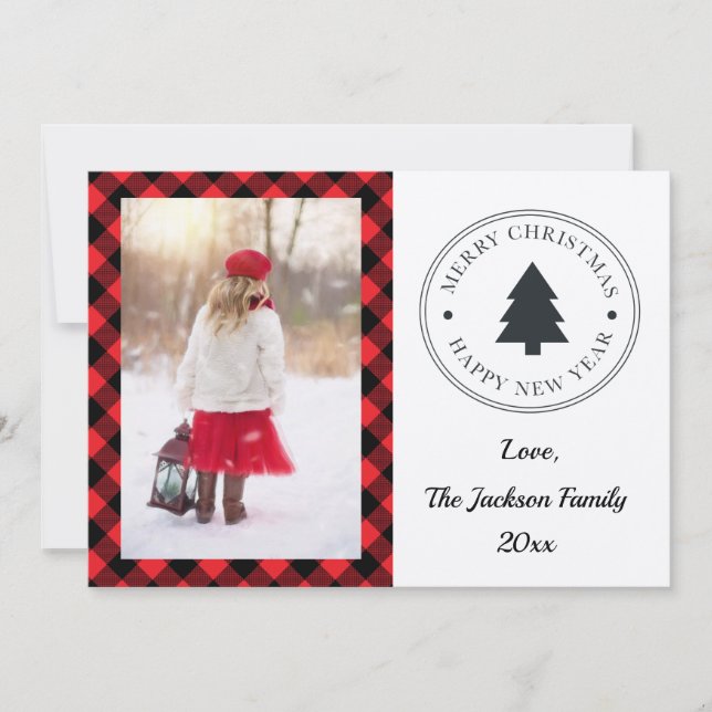Tarjeta Festiva Navidades de Buffalo Plaid (Anverso)