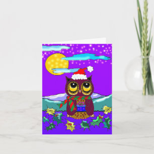 Tarjeta Festiva Navidades de búho adoran a las creaciones de arte 