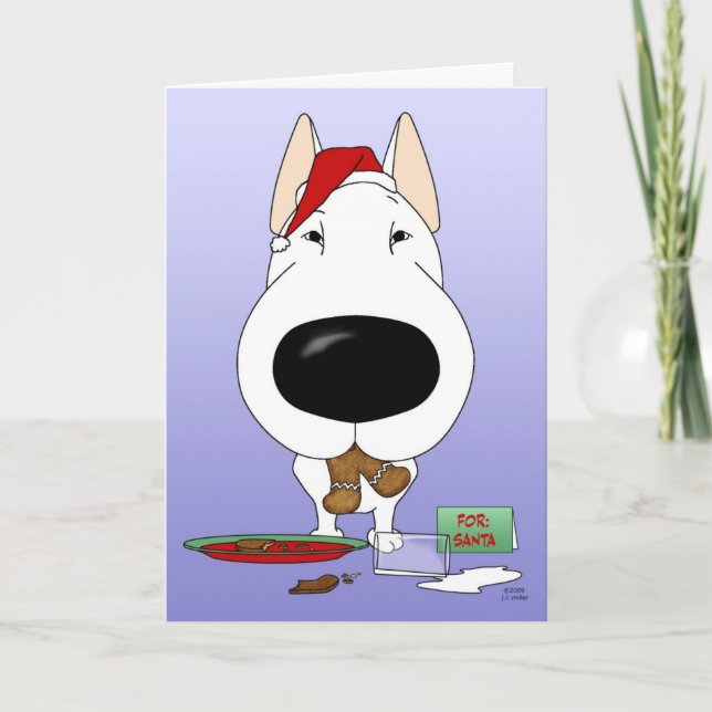 Tarjeta Festiva Navidades de Bull Terrier (Anverso)