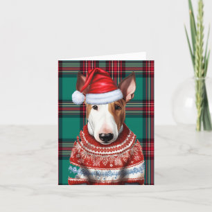 Tarjeta Festiva Navidades de Bull Terrier Perro Navidades de Green