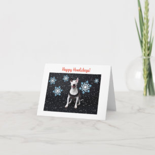 Tarjeta Festiva Navidades de Bull Terrier Snowy