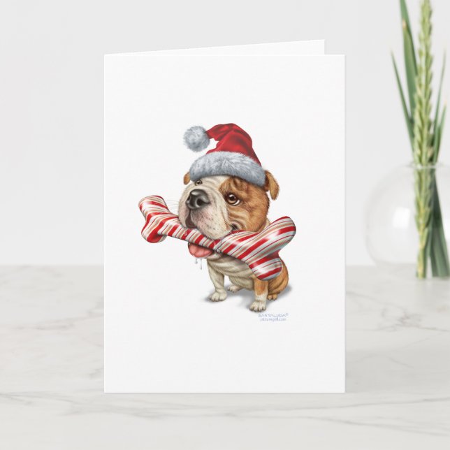 Tarjeta Festiva navidades de bulldog (Anverso)