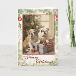 Tarjeta Festiva Navidades de Bulldog de época
