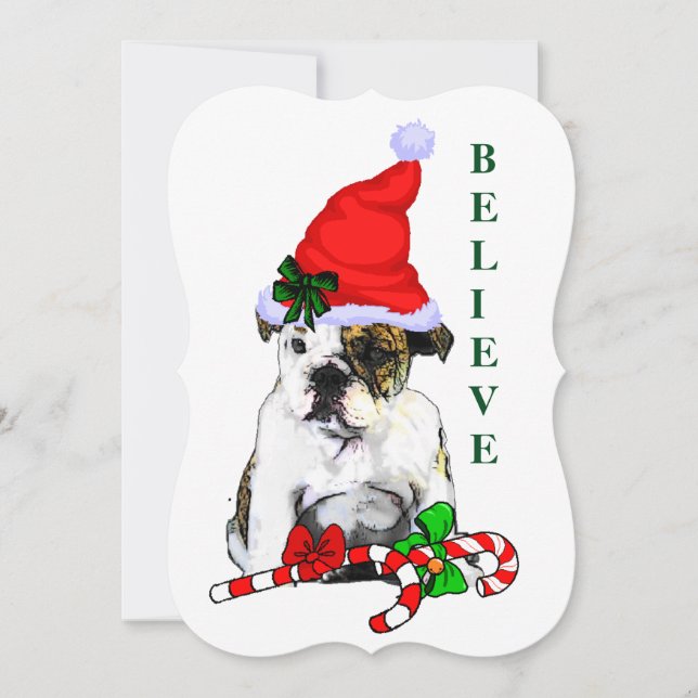 Tarjeta Festiva Navidades de Bulldog de Inglaterra (Anverso)