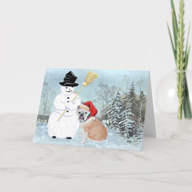 Tarjeta Festiva Navidades de Bulldog de Inglaterra (Anverso)