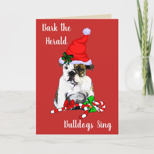 Tarjeta Festiva Navidades de Bulldog inglés (Anverso)