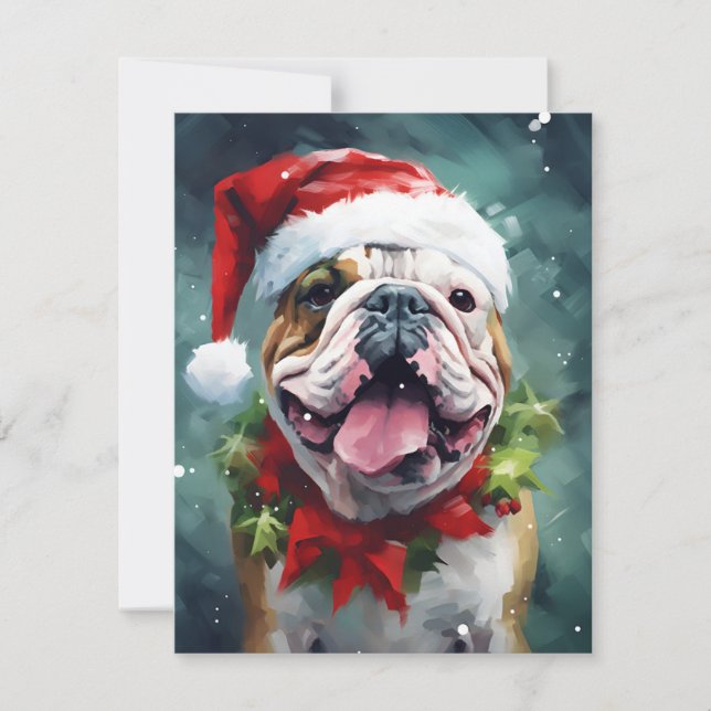 Tarjeta Festiva Navidades de bulldog pinchan arte (Anverso)